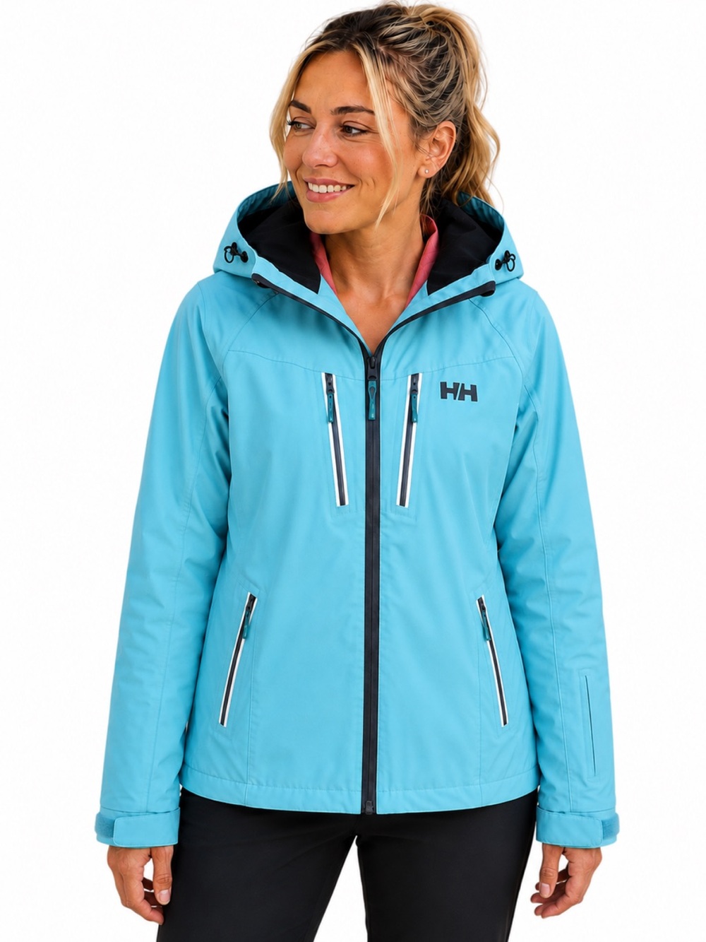 Helly Hansen Motion Stretch Hooded Ski Jacket In Seabreeze Blue Size Medium EUC!